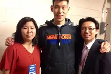 Grace Meng and her husband meet Jeremy Lin